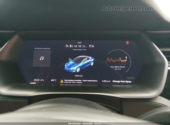 5YJSA1E26LF385219 2020 TESLA MODEL S Blue Widok tylnych siedzeń