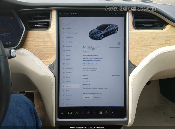 5YJSA1E28KF304039 2019 TESLA MODEL S Light Blue უკანა სავარძლების ხედი
