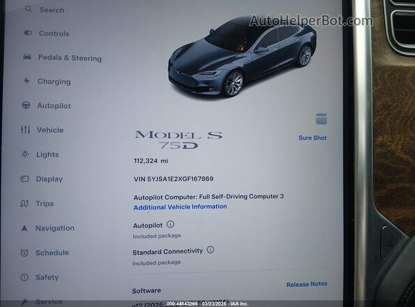 5YJSA1E2XGF167869 2016 TESLA MODEL S Gray Widok tylnych siedzeń