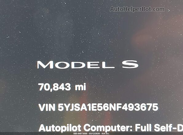 5YJSA1E56NF493675 2022 TESLA MODEL S Синий 