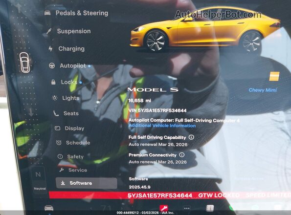 5YJSA1E57RF534644 2024 TESLA MODEL S Black Widok tylnych siedzeń