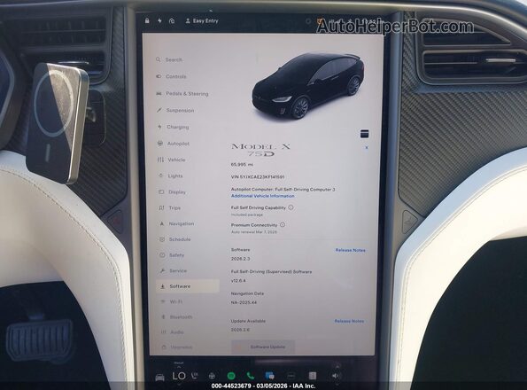 5YJXCAE23KF141591 2019 TESLA MODEL X Черный Вид задних сидений