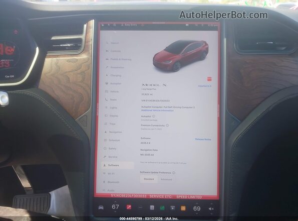 5YJXCBE23LF303033 2020 TESLA MODEL X Maroon 