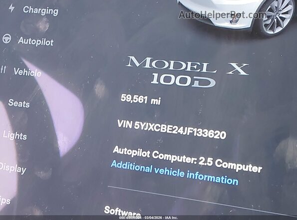 5YJXCBE24JF133620 2018 TESLA MODEL X White Vista interior de 360 grados