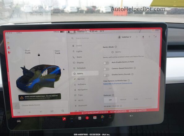 5YJYGAEE6MF212269 2021 TESLA MODEL Y Blue 