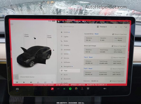 5YJYGAEE7MF199287 2021 TESLA MODEL Y Black Widok tylnych siedzeń