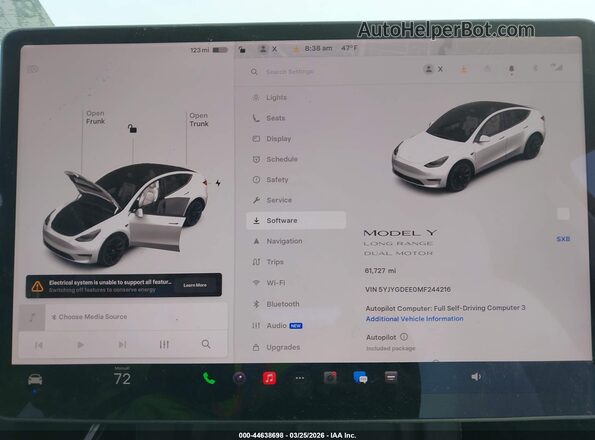 5YJYGDEE0MF244216 2021 TESLA MODEL Y White Vista de los asientos traseros