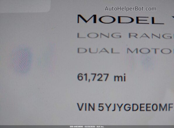 5YJYGDEE0MF244216 2021 TESLA MODEL Y White 