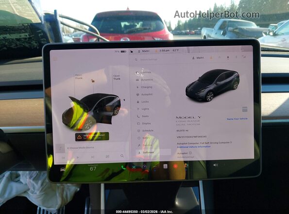 5YJYGDEE1MF069345 2021 TESLA MODEL Y Серый 