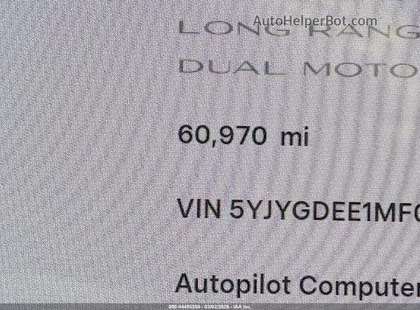 5YJYGDEE1MF069345 2021 TESLA MODEL Y Серый 