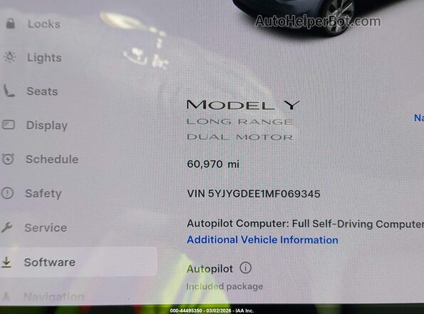 5YJYGDEE1MF069345 2021 TESLA MODEL Y Серый 