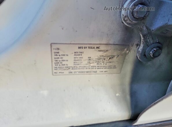 5YJYGDEE1MF077560 2021 TESLA MODEL White Սալոնի 360 աստիճան տեսք