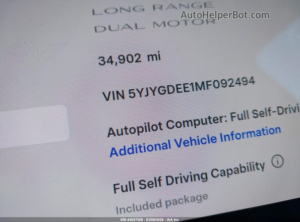 5YJYGDEE1MF092494 2021 TESLA MODEL Y Blue Vista de los asientos traseros
