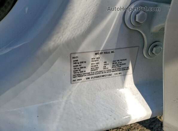 5YJYGDEE2MF211282 2021 TESLA MODEL Белый Вид подкапотного пространства