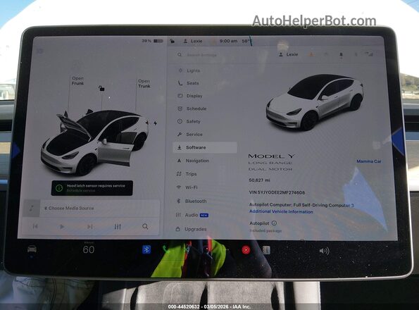 5YJYGDEE2MF274608 2021 TESLA MODEL Y White Հետևի նստատեղերի տեսք