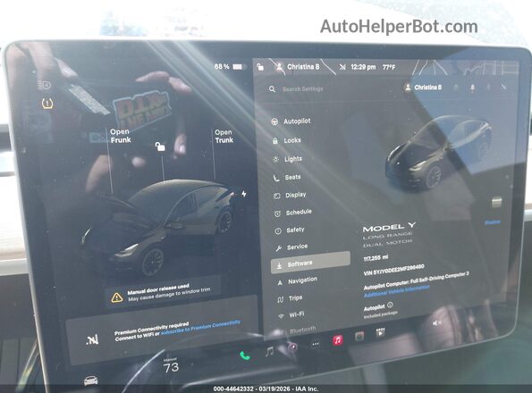 5YJYGDEE2MF296480 2021 TESLA MODEL Y Черный 