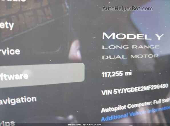 5YJYGDEE2MF296480 2021 TESLA MODEL Y Черный 