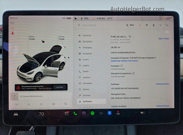 5YJYGDEE3MF257543 2021 TESLA MODEL White Vista del cuadro de instrumentos