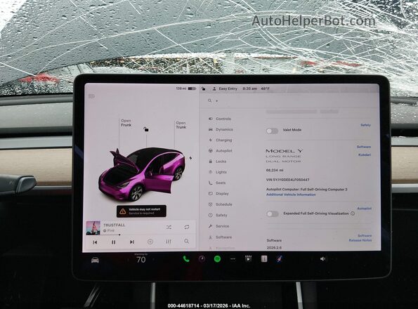 5YJYGDEE4LF050447 2020 TESLA MODEL Y Gray Vista de los asientos traseros