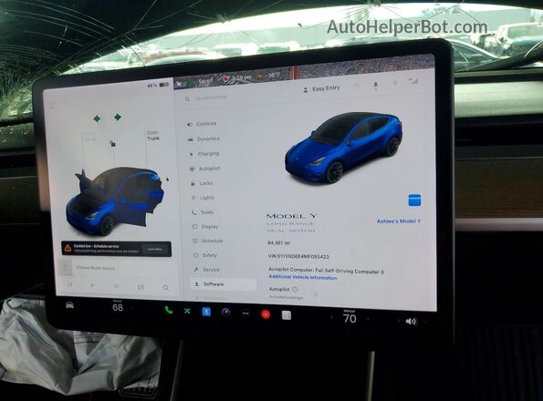 5YJYGDEE4MF095423 2021 TESLA MODEL Синий Вид щитка приборов