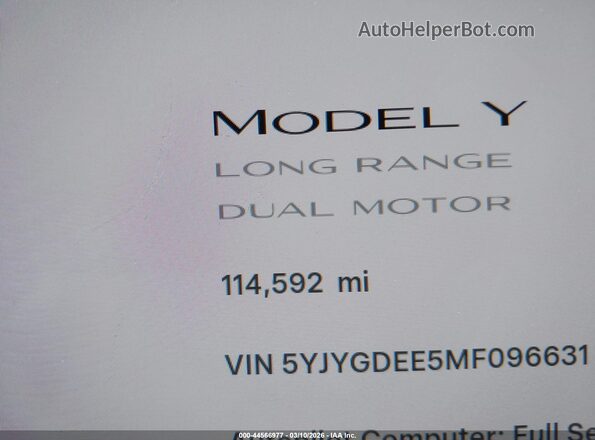 5YJYGDEE5MF096631 2021 TESLA MODEL Y White 