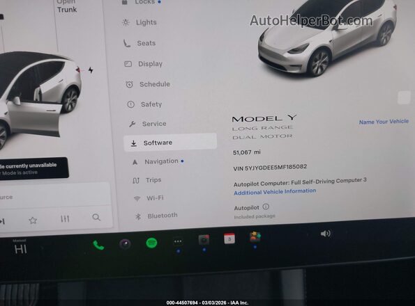 5YJYGDEE5MF185082 2021 TESLA MODEL Y White 