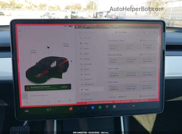 5YJYGDEE7MF099062 2021 TESLA MODEL Y Red 