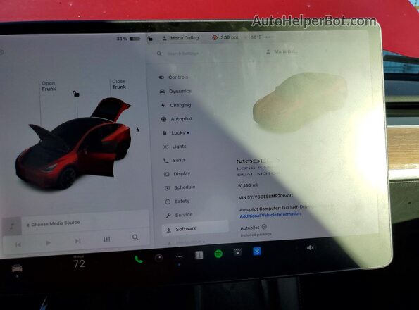 5YJYGDEE8MF206491 2021 TESLA MODEL Burgundy Սարքավորումների վահանակի տեսք