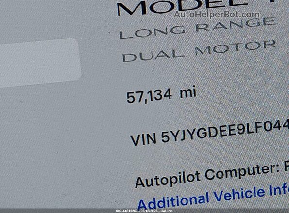 5YJYGDEE9LF044708 2020 TESLA MODEL Y Red Vista de los asientos traseros