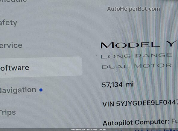 5YJYGDEE9LF044708 2020 TESLA MODEL Y Red Vista interior de 360 grados