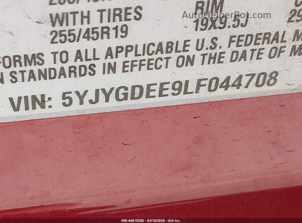 5YJYGDEE9LF044708 2020 TESLA MODEL Y Red Vista del compartimento del motor