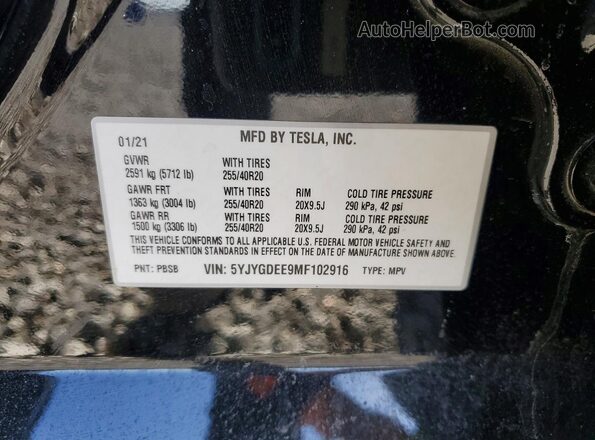 5YJYGDEE9MF102916 2021 TESLA MODEL Black 360 interior view