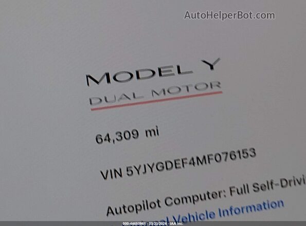 5YJYGDEF4MF076153 2021 TESLA MODEL Y Black 