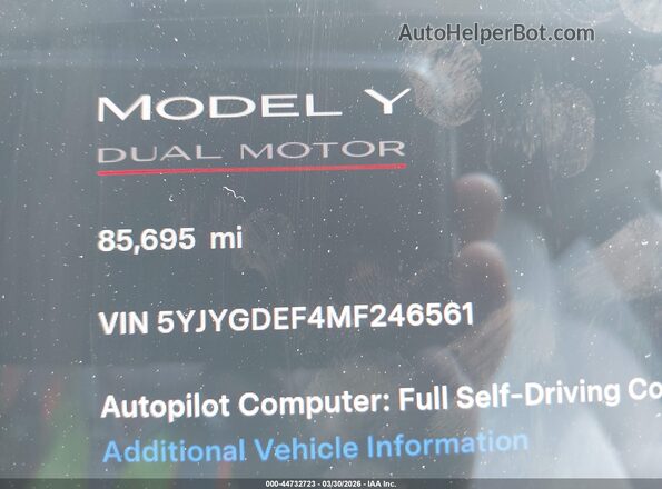 5YJYGDEF4MF246561 2021 TESLA MODEL Y Blue 