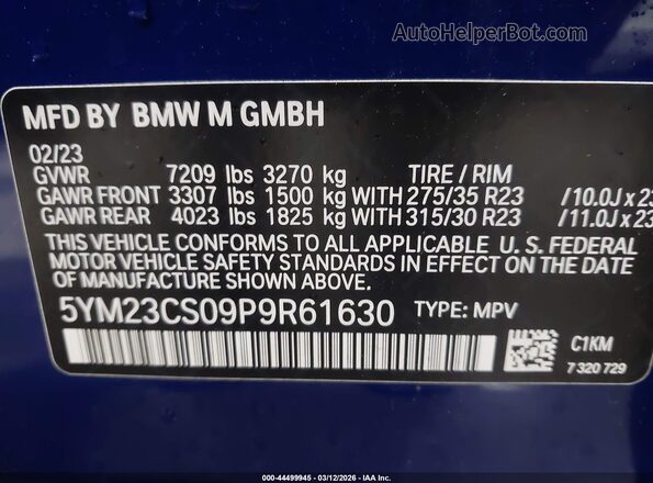 5YM23CS09P9R61630 2023 BMW XM Black Շարժիչի բաժամունքի տեսք