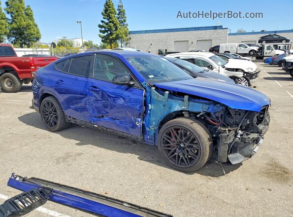 5YMCY0C01M9G74347 2021 BMW X6 Синий Передняя правая четверть