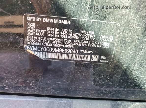 5YMCY0C09M9E09840 2021 BMW X6 Black 