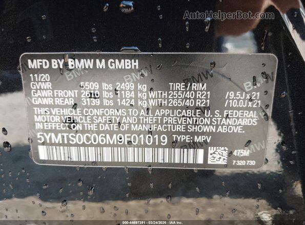 5YMTS0C06M9F01019 2021 BMW X3 Black ძრავის განყოფილების ხედი