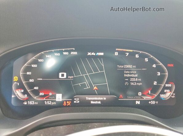 5YMUJ0C00M9D44532 2021 BMW X4 White Вид щитка приладів