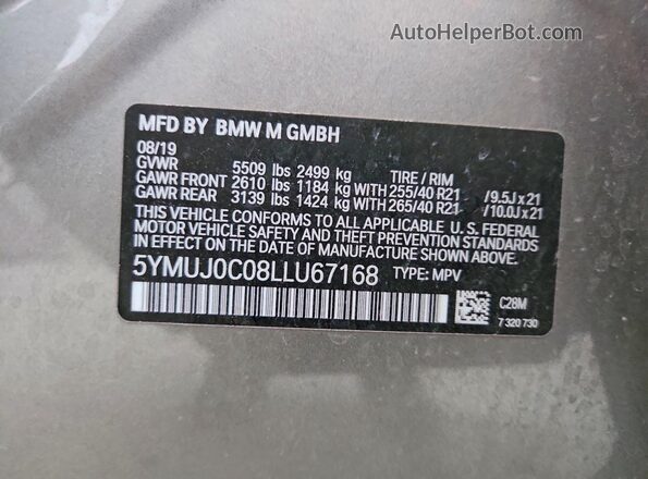 5YMUJ0C08LLU67168 2020 BMW X4 Gray 