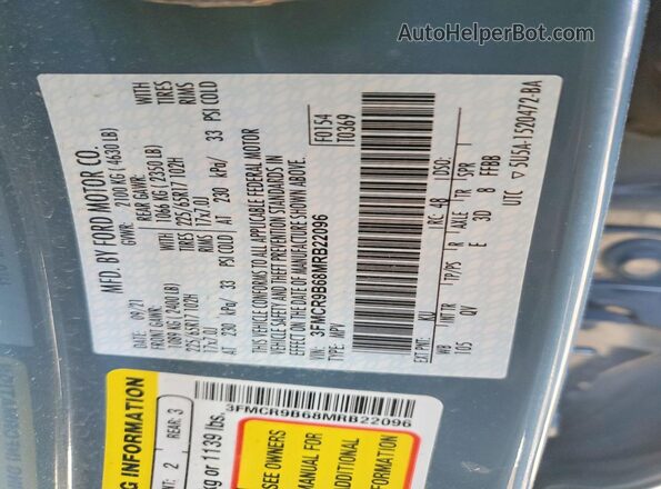 3FMCR9B68MRB22096 2021 FORD BRONCO Синий 