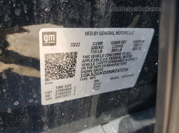1GKS2GKD3NR247256 2022 GMC YUKON Black 
