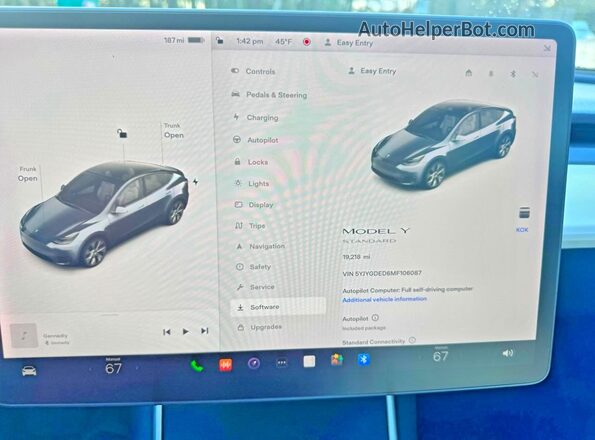 5YJYGDED6MF106087 2021 TESLA MODEL Gray Вид щитка приладів