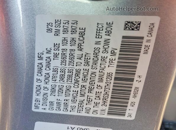 2HKRS3H73TH312065 2026 HONDA CR-V Silver 
