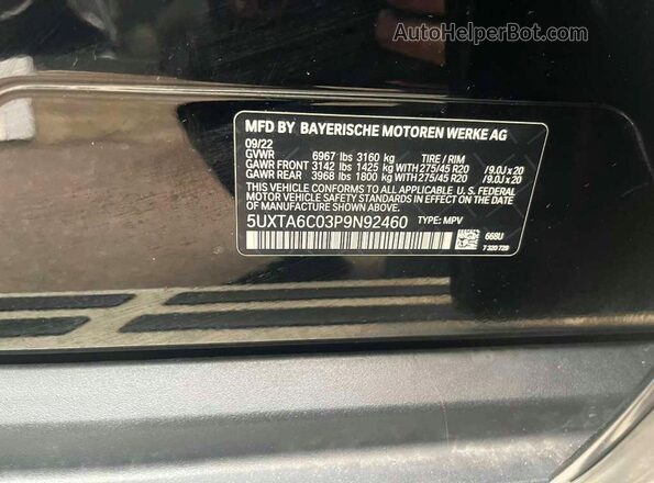 5UXTA6C03P9N92460 2023 BMW X5 Black Вид задньої частини салону