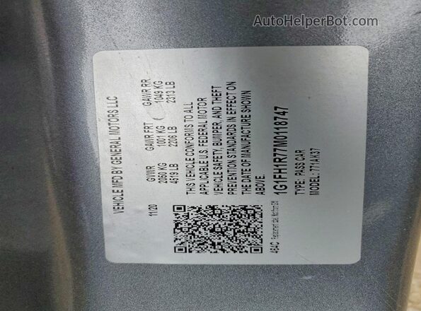 1G1FH1R77M0118747 2021 CHEVROLET CAMARO Gray Вид підкапотного простору
