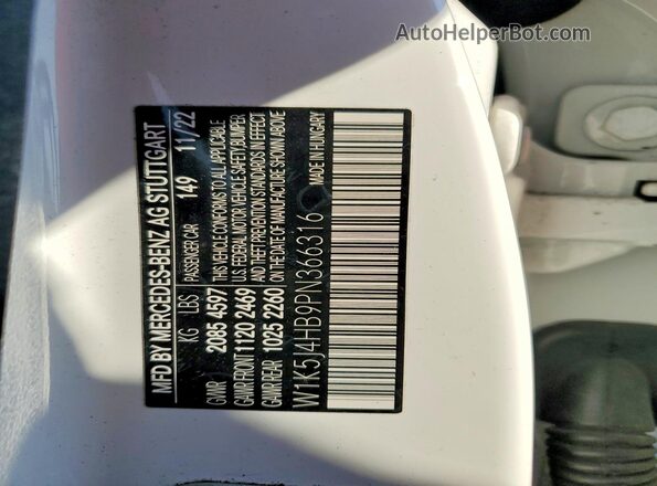 W1K5J4HB9PN366316 2023 MERCEDES-BENZ CLA-CLASS White VIN sticker view