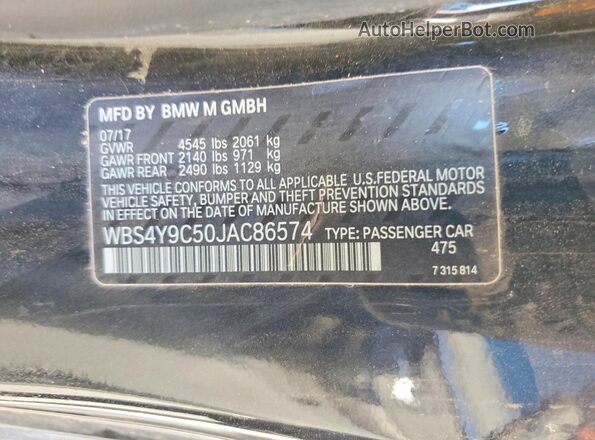 WBS4Y9C50JAC86574 2018 BMW M4 Black VIN կոդի պիտակի տեսք