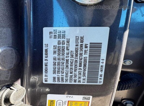 5FNYF6H20MB038975 2021 HONDA PILOT Black 360 interior view