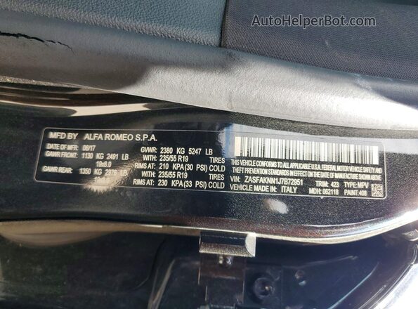 ZASFAKNN1J7B72951 2018 ALFA ROMEO STELVIO Black Widok wnętrza 360 stopni